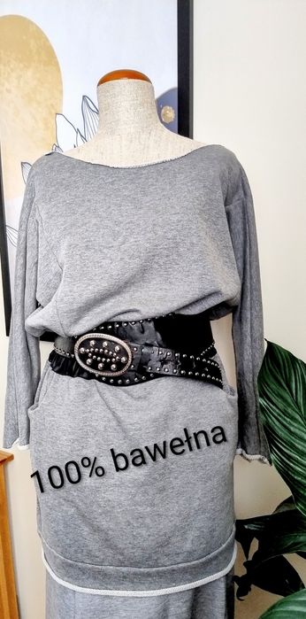 Szara tunika,bluza dresowa,mini sukienka 100% bawełna