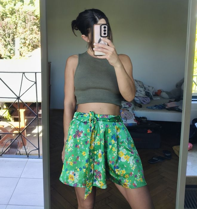 Spódnicospodnie szorty wysoki stan floral short pants high waisted M S