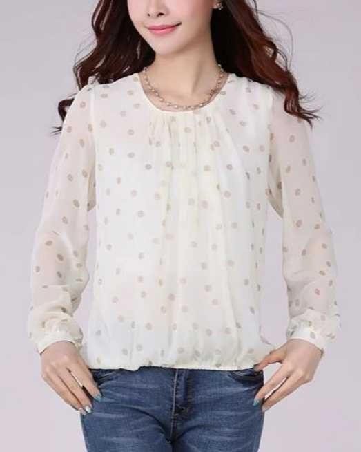 Blusa Manga Comprida com bolinhas