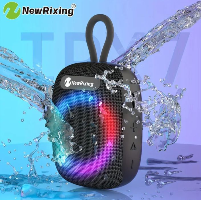 Głośnik NewRixing NR-195 8W Bluetooth 5.3 TF MicroSD IPX7 Wodoodporny z podświetleniem RGB TWS Niebieski