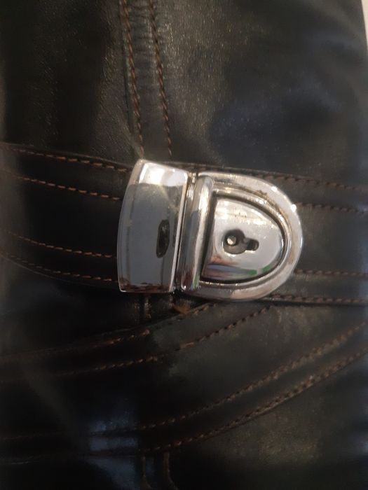 Kozaki na obcasie. Skóra,  Brąz. 38. Made in Italy