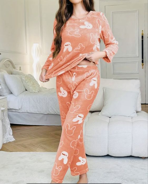 Домашній одяг, теплий піжамний комплект р.M