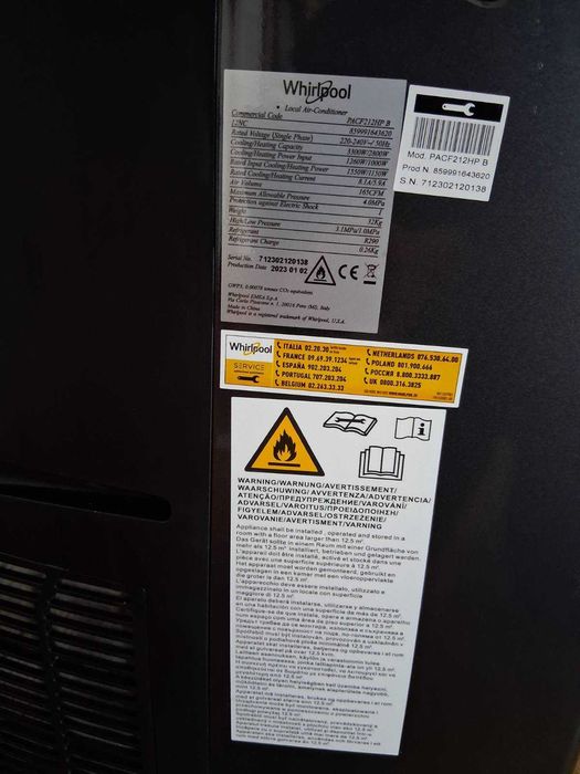 Ar condicionado portátil whirlpool PACF212HP B