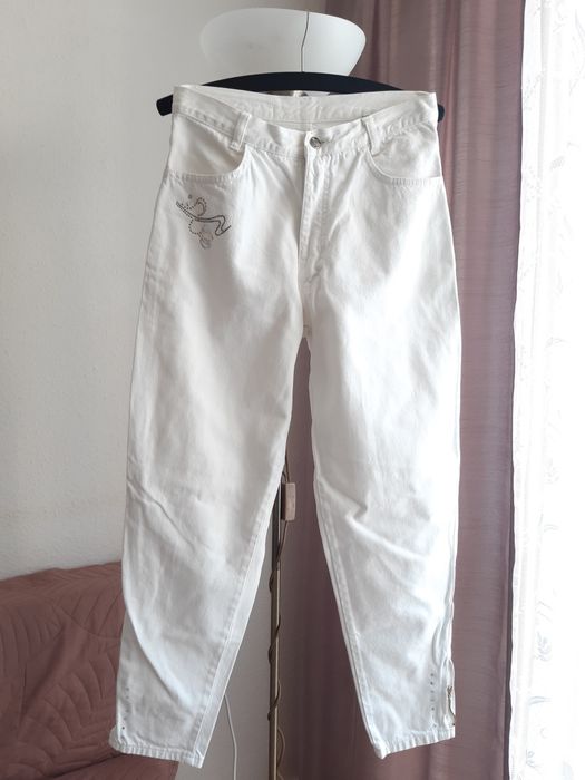 Nowe Białe szerokie spodnie jeansy baggy wysoki stan M 38