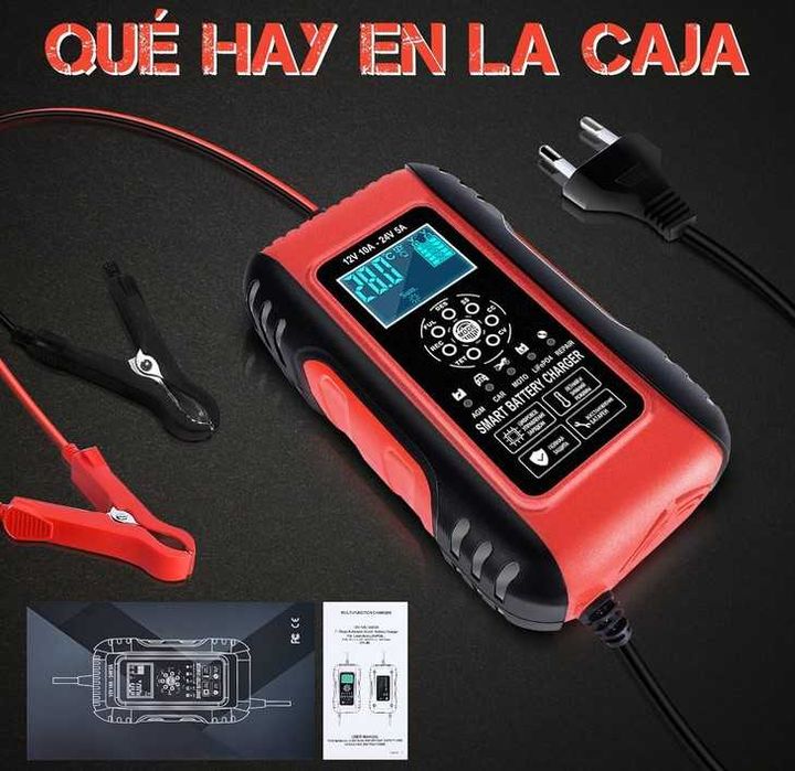 Carregador inteligente bateria 12V 10A/ 24V 5A LifePO4 AGM GEL Chumbo