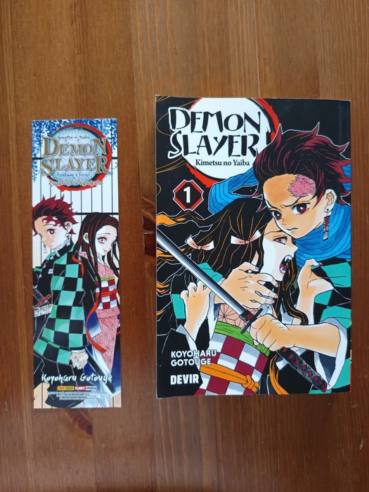 Mangas á venda: Demon Slayer Vol1 e Solo Leveling Vol2