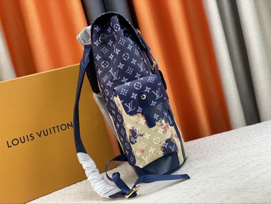 Louis Vuitton Christopher рюкзак мужской синий портфель оригинал