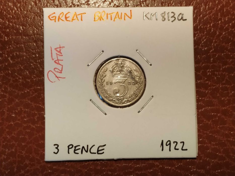 Reino Unido - moeda em prata de 3 pence de 1922