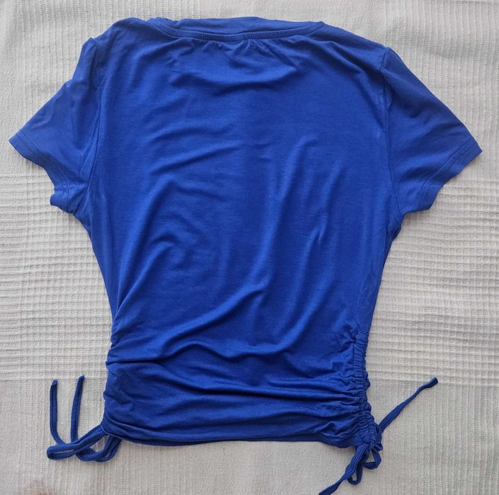T-shirt damski S wiskoza granatowy, chabrowy, szafirowy
