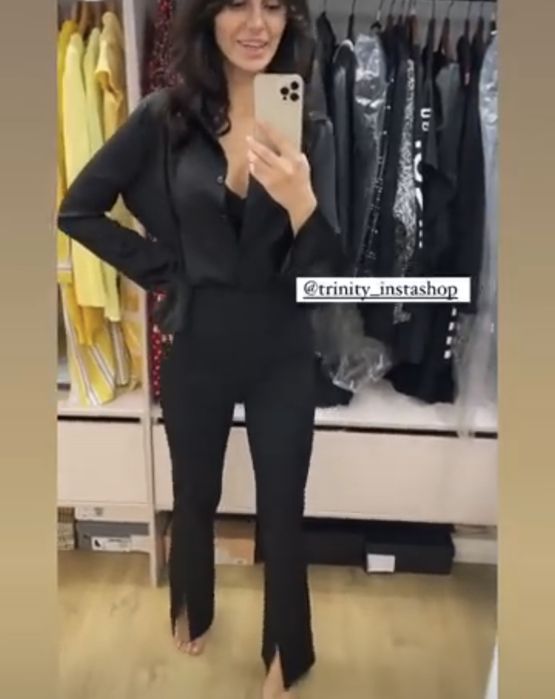 Брюки чорні з розрізами trinity instashop