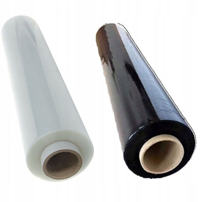 Folia stretch transparentna i czarna 23 mic