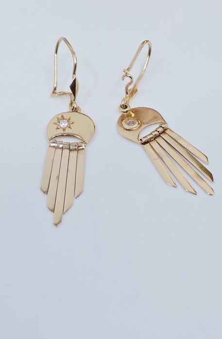 Złote kolczyki wiszące próba 585 14k Używane