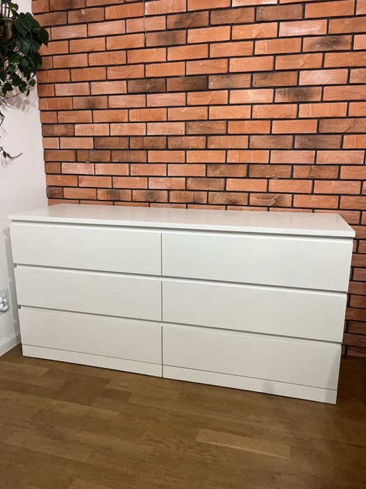 Biała komoda ikea malm, 6 szuflad