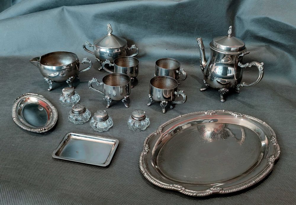 Platerowany Zestaw Kawowy Stylowy komplet Art Deco PRECJOZA