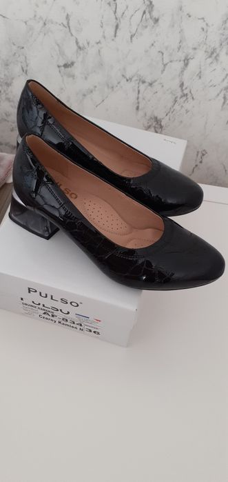 Buty czółenka Pulso skóra Czarny Kamień  roz. 36