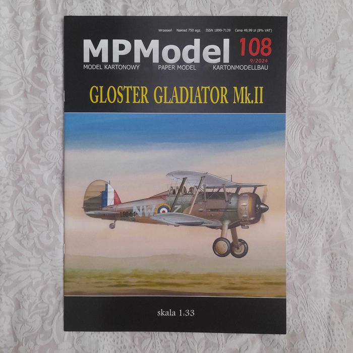 Samolot Gloster Gladiator Mk.II, 1:33, wyd. MPModel, stan bardzo dobry
