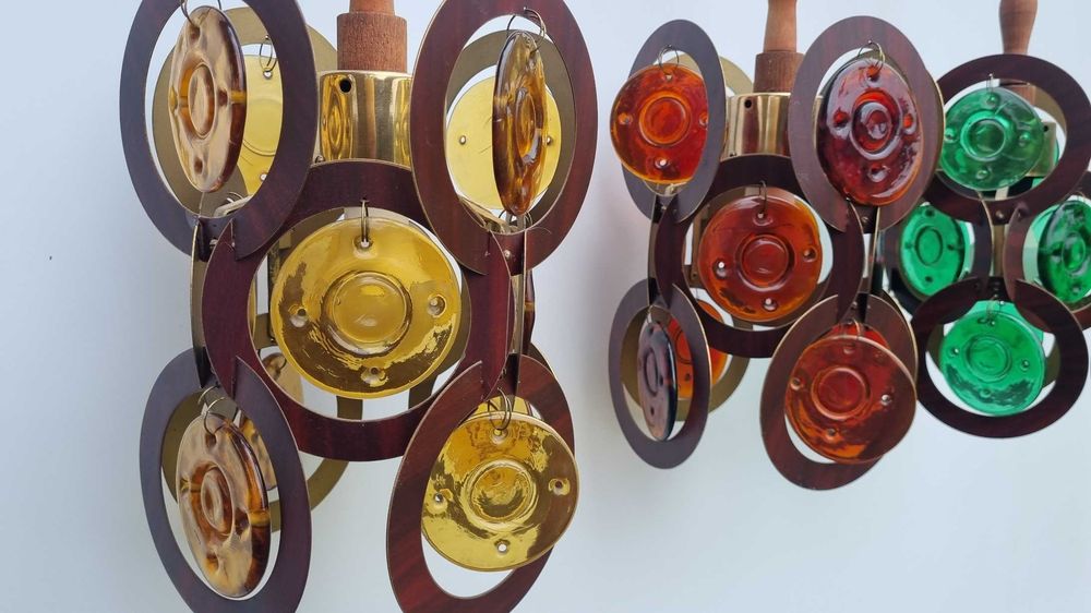 Unikat DELAM Lampa Plakietki JS Drost HSG Ząbkowice Design PRL lata 70 ...