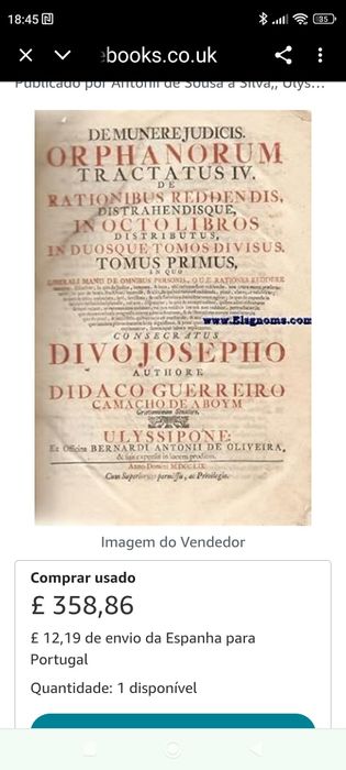 Vendo livro publicado em 1746