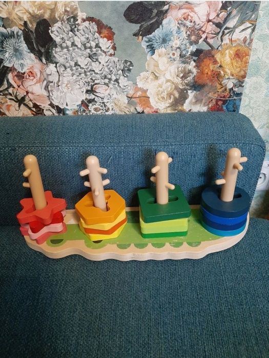 Сортер пірамідка машинки дерев'яна Укрпошта поліція конструктор