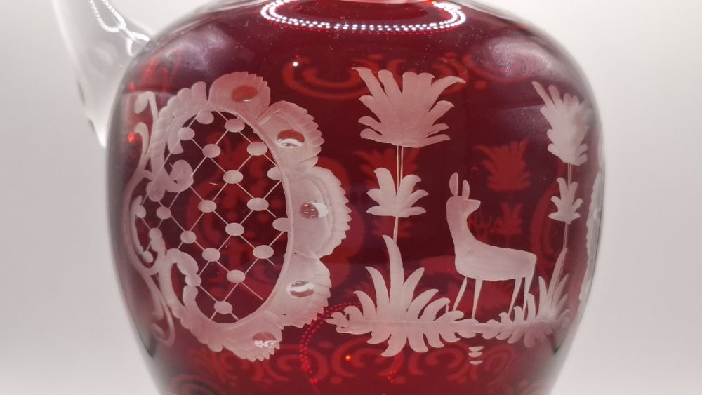 Rubinowe szkło ALFRED TAUBE- dzbanek + 4 kielichy