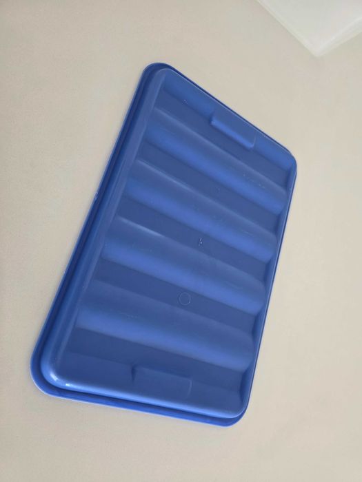 Caixa Arrumação Plástico Tampa Azul 34x22.5x17cm - Bom Estado