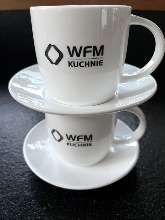 2 szt. Filiżanka kubek z uchem ze spodkiem kolekcjonerska od WFM Kuchnie białe