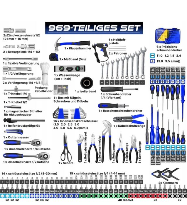 Walizka z narzędziami 969 elementów