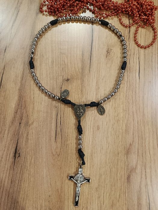 Różaniec paracord ,wojowniczy, stal nierdzewna 10mm