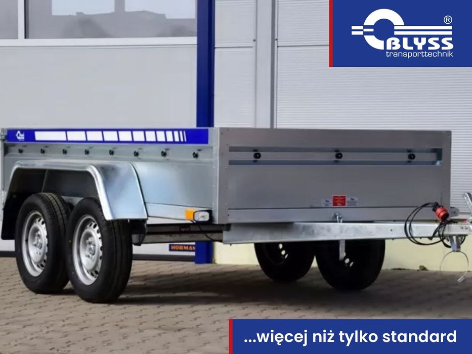 Blyss Przyczepa, przyczepka dwie osie, od producenta 270x125x39 cm DMC 750 KG BLYSS  przyczepa, przyczepka, samochodowa, 2 osie, niehamowana, blyss,