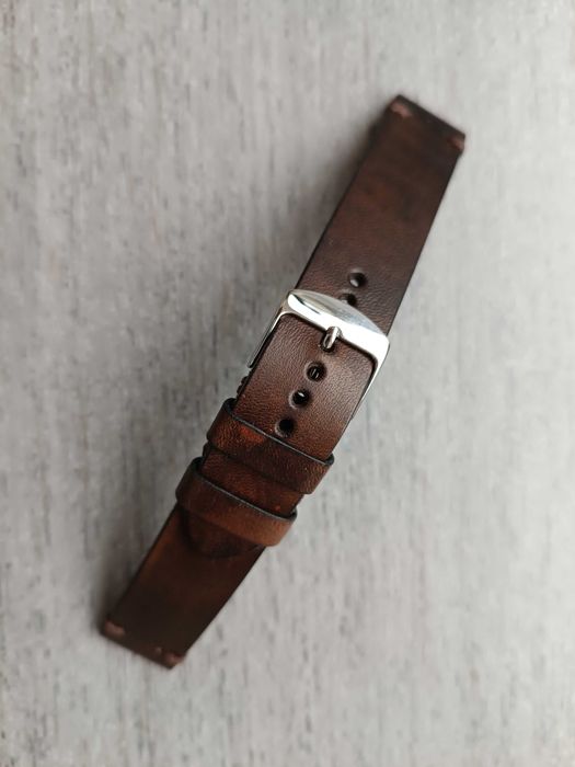 Brązowy skórzany pasek zegarka 18 mm S/M