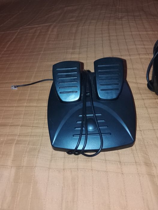 Руль і педалі для комп'ютера.