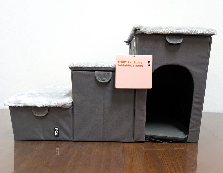 TIAKI Składane Schody dla Zwierząt do 10kg 3 Stopnie 76x39x41cm - NOWE