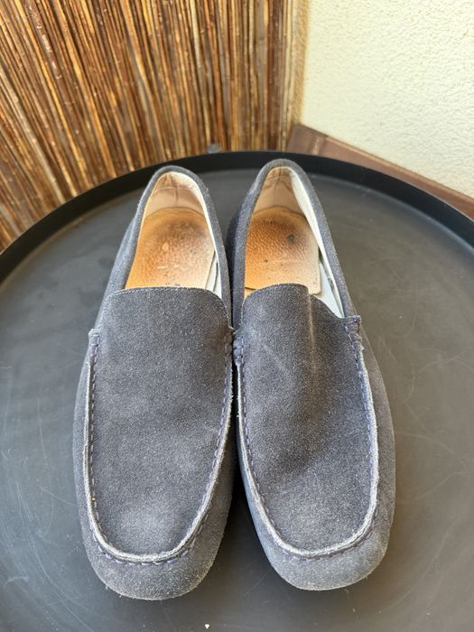 Buty męskie granatowe , skóra, rozm.42, mokasyny