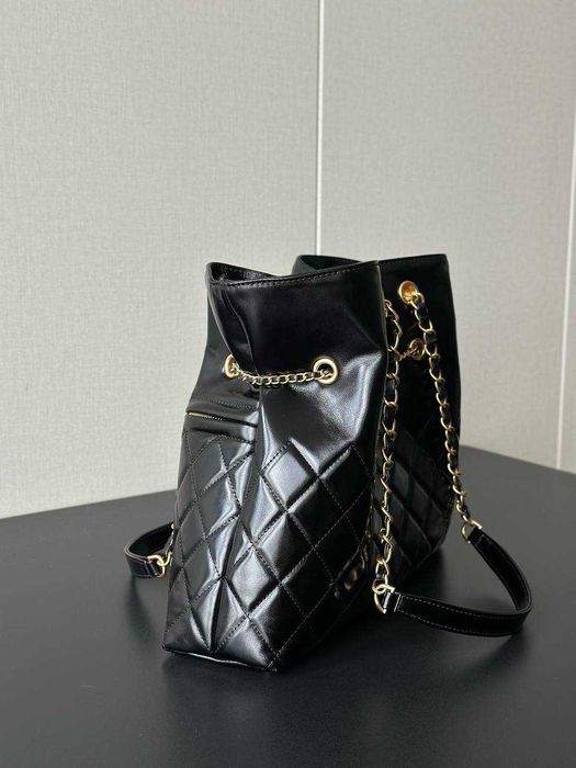 Torebka shopper CHANEL, duży rozmiar (czarno-złota)