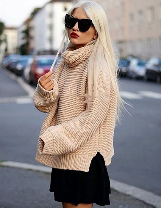 Zara golf sweter 36 nude kultowy Siwiec oversize