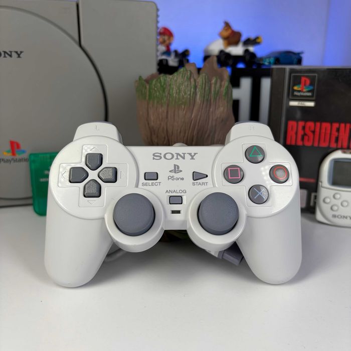 Геймпад Дротовий Sony PlayStation 1 SCPH-110 DualShock Білий Б/У Оригінальний контролер Плейстейшен 1 Дуалшок ПС1 асортимент аксесуарів PSOne