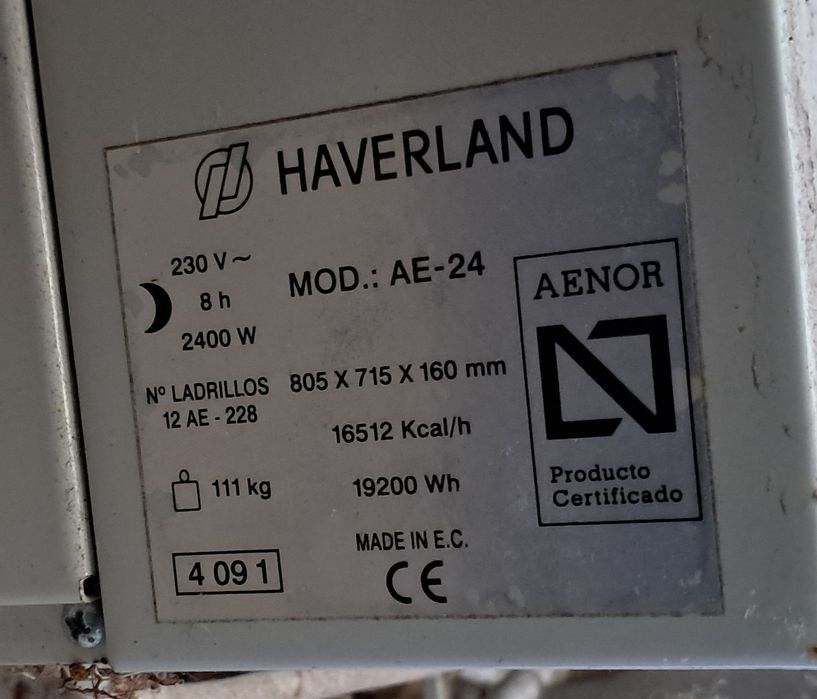 Acumuladores/ aquecedores de calor  haverland (vários modelos)