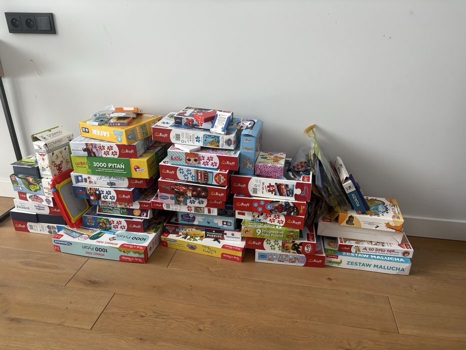 Ponad 60 szt Mega paka puzzli i gier dla dzieci