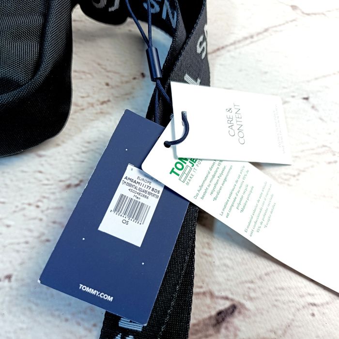 TOMMY JEANS Torba Męska Czarna Square Reporter 100% Poliester NOWA z m