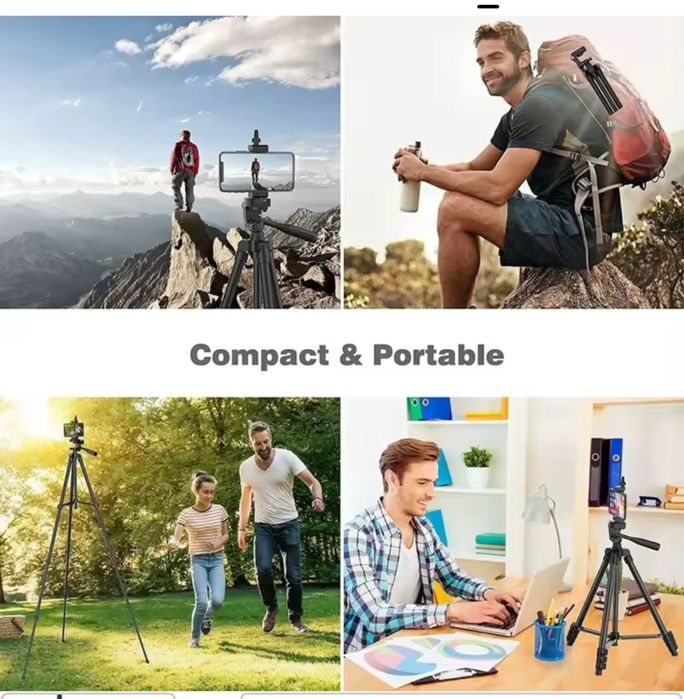 Штатив для телефона, фотоаппарата, камеры, 102 см черный на пульте