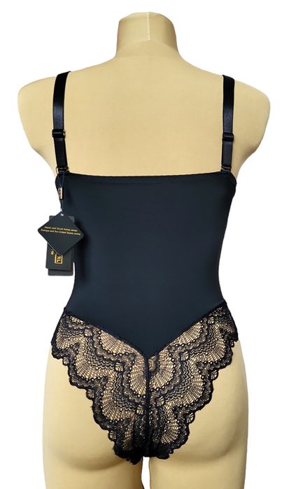 Body damskie koronka ramiączko cyrkonie czarne L/XL