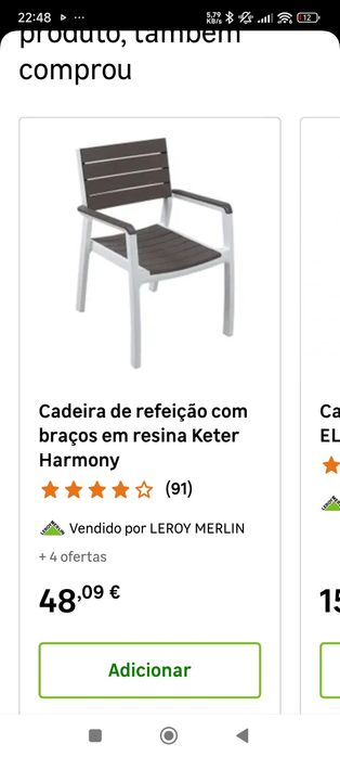 4 Cadeiras  jardim exterior