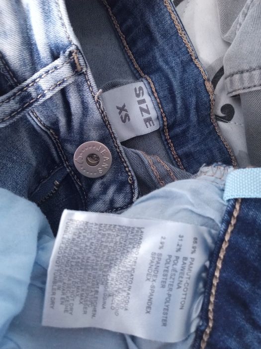 Piękne jeansy z perełkami z przodu 34/36