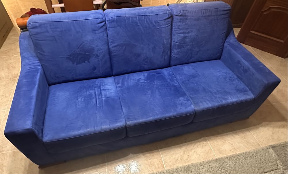Conjunto 2 sofás grandes azuis