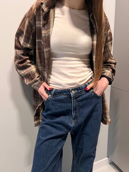 Широкі джинси темно синього кольору