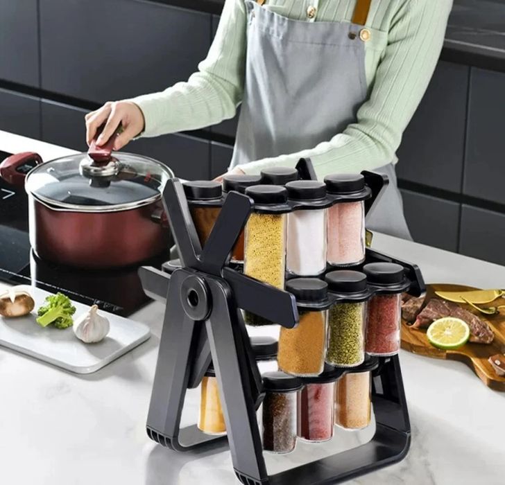 Органайзер для спецій з 18 скляними баночками об'ємом 100 мл