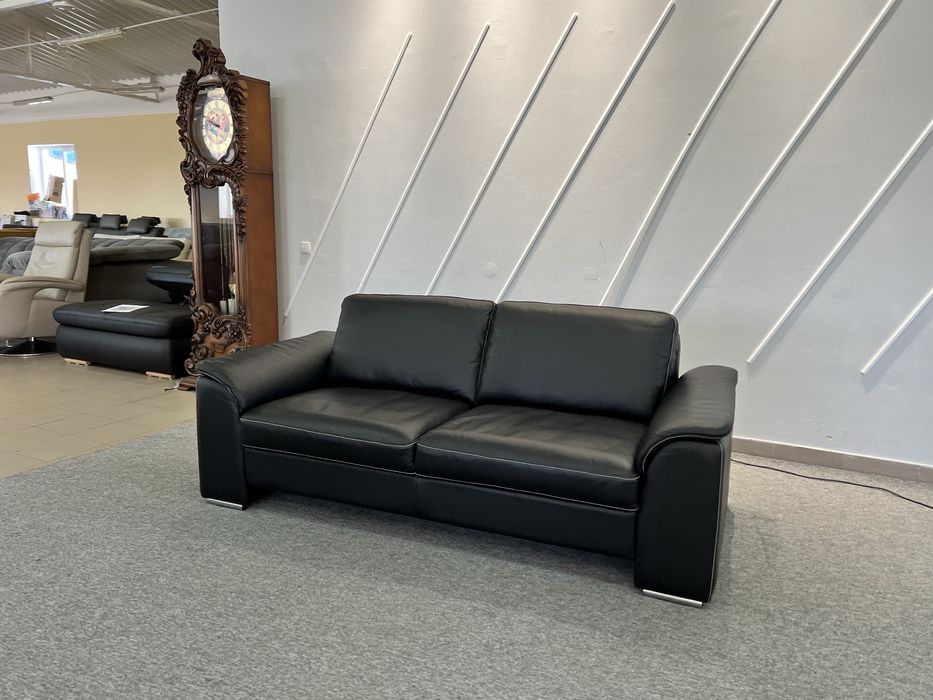 Диван трійка шкіряний чорний нерозкладний