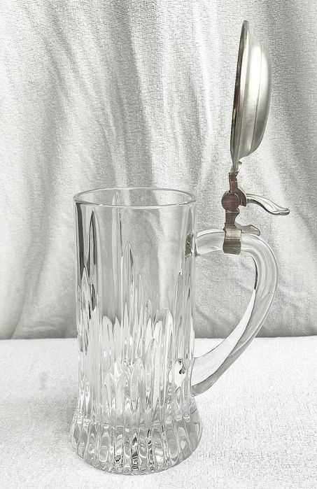 Kufel kryształowy bardzo ciężki z 95% cynową pokrywą 21 cm