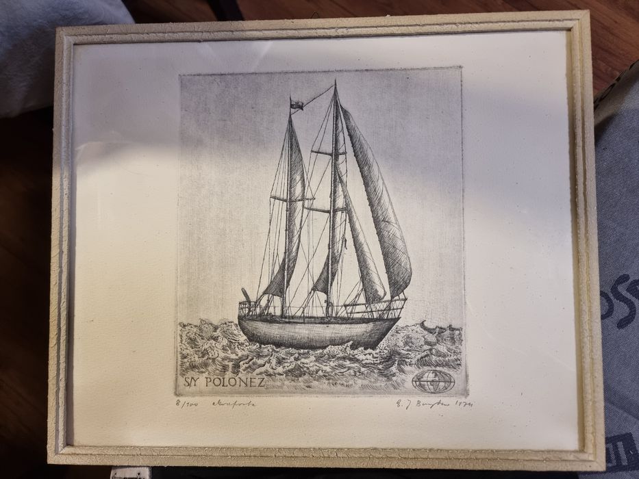 Akwaforta. Eleonora Jagaciak-Baryłko Grafika oryginalna 1974 podpis au