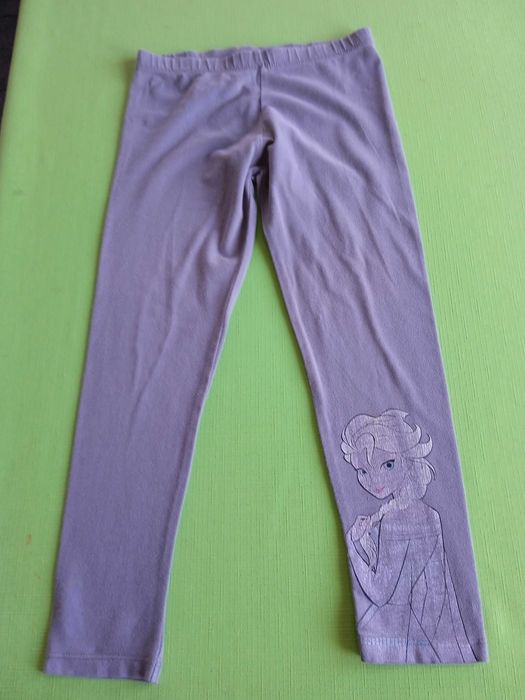 Legginsy - dla dziewczynki - szare z Elsą - roz. 110/116 -